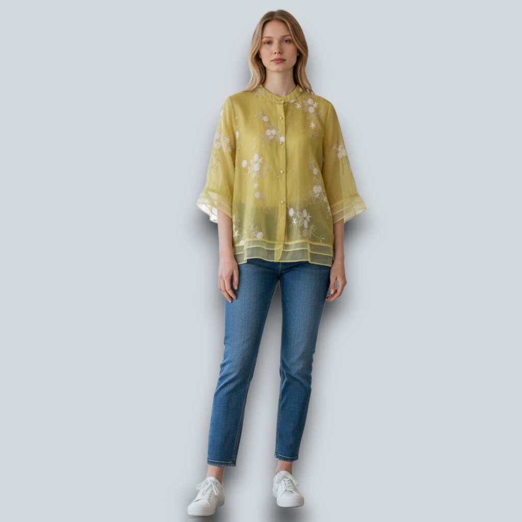 Bomuldstop til Kvinder med Blomsterbroderi - Blød & Elegant