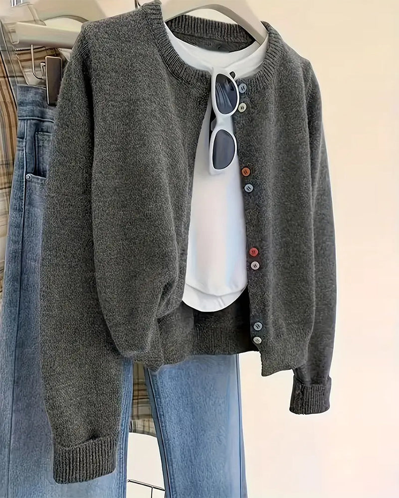 Malin | Relaxed-Fit Solid-Farve Long-Sleeve Cardigan