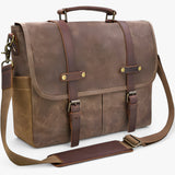 Travel | Waterproof Vintage Shoulder Bag for Men, 15.6" Laptop, Brown Canvas