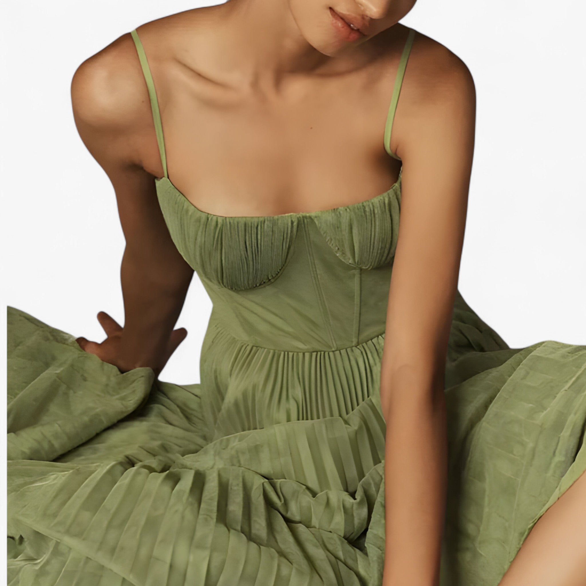Bealyn | Midirid Kjole med Plisseringer og Kroppsnær Pasform - - women's fashion - {{ product_tags }