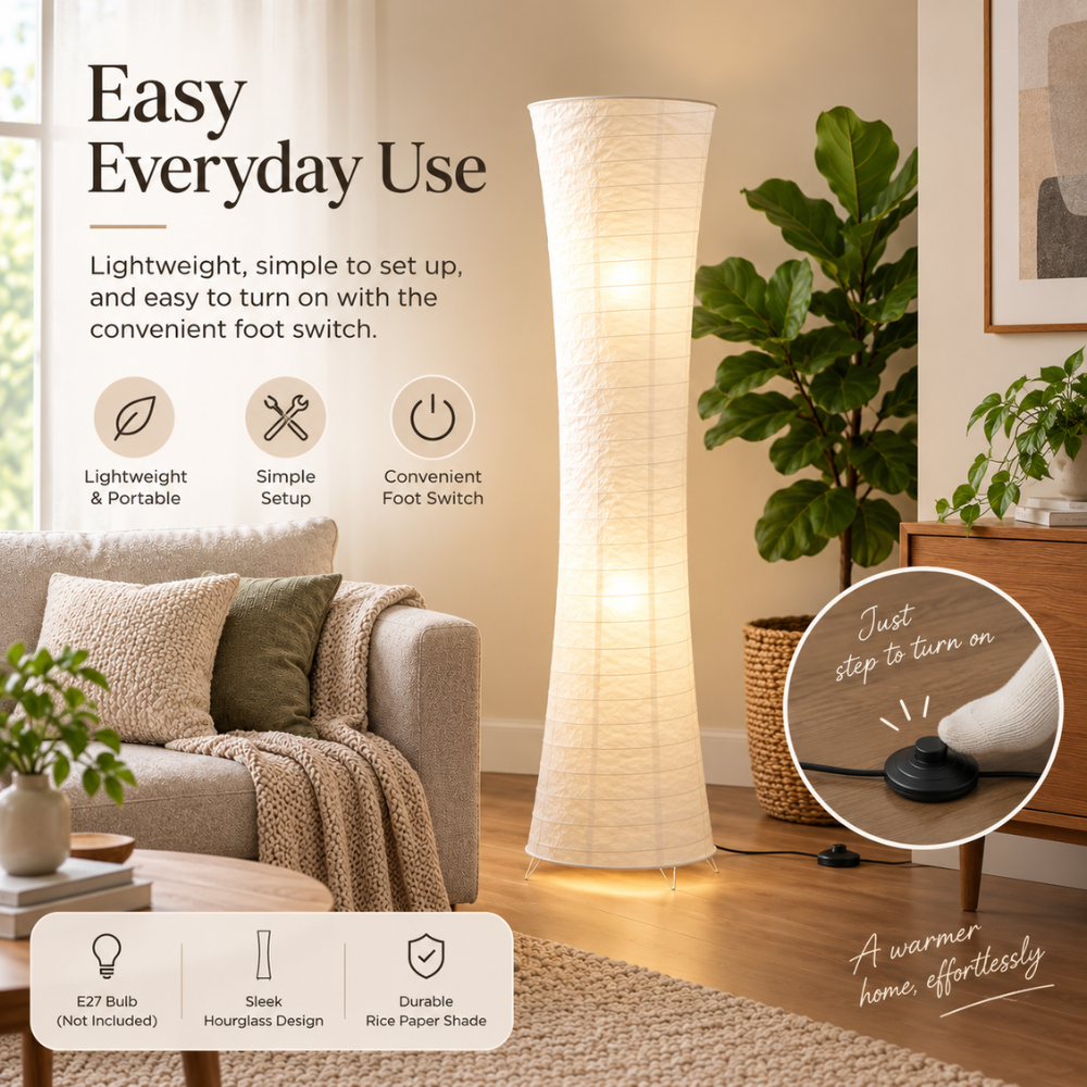 Skulpturel LED Gulvlampe – Varm Stuestemning
