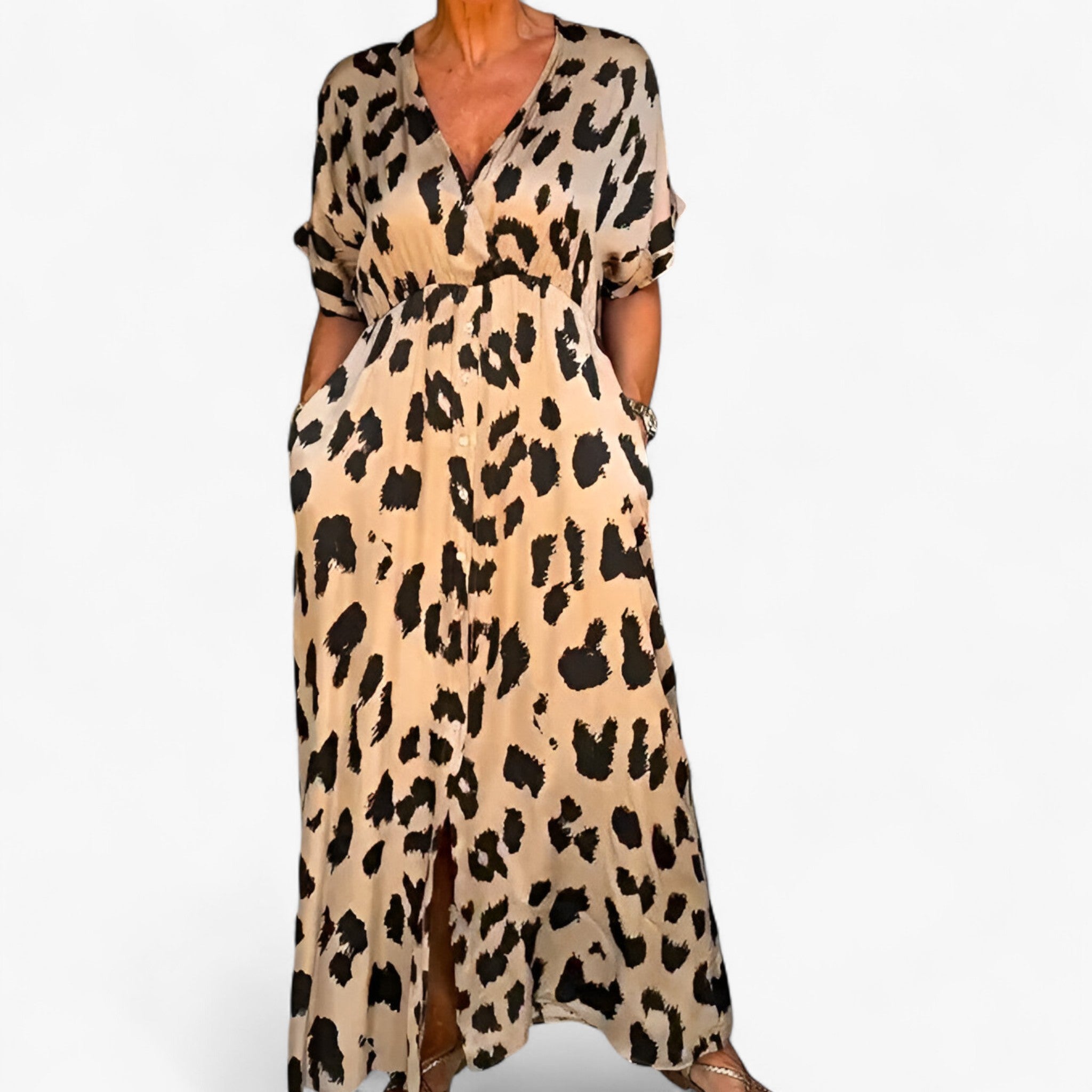 Carmen | Kvinders Leopardprint Maxi Kjole - Leopard - women's fashion - {{ product_tags }