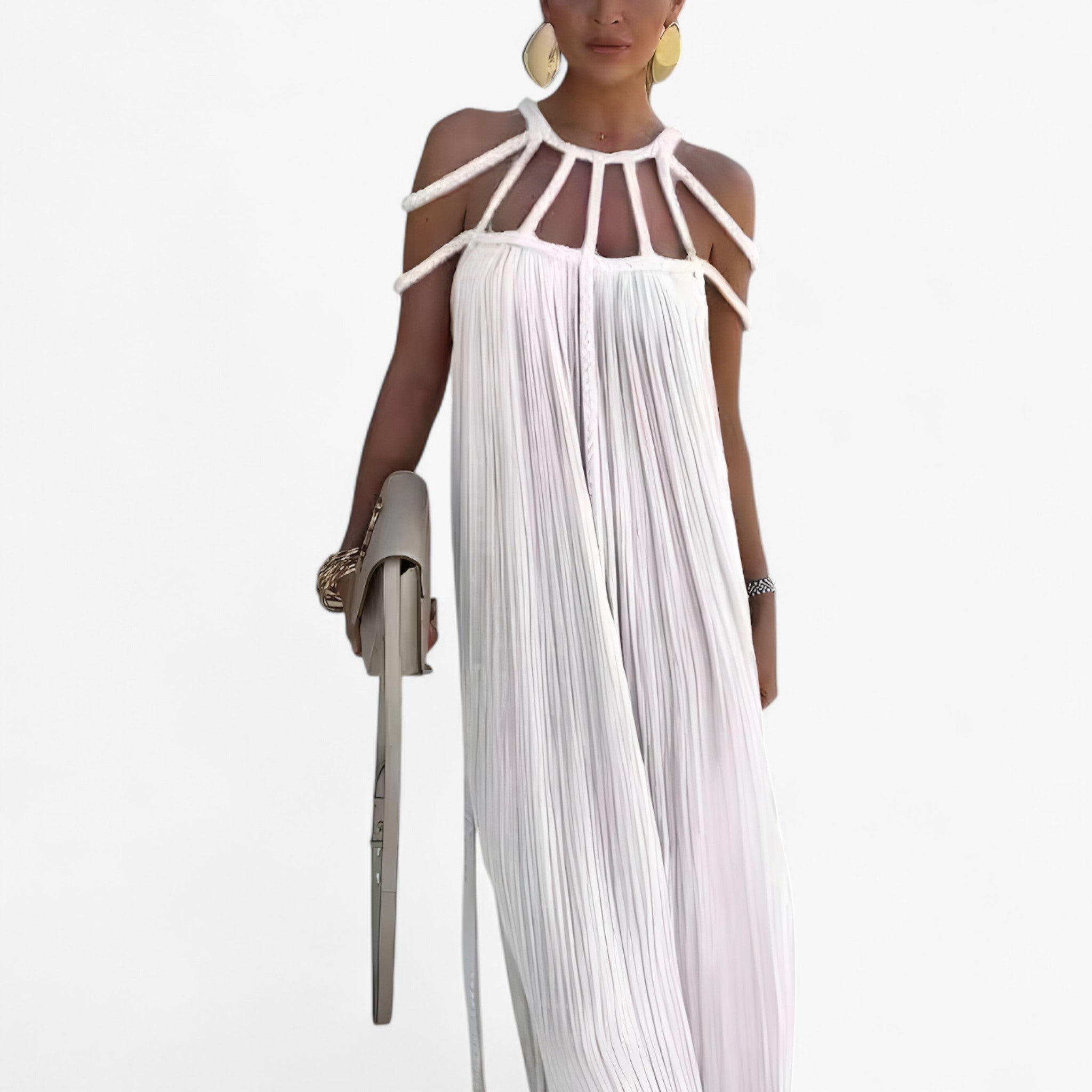 Linette | Lang Kjole - Hvid One size (34-46) - women's fashion - {{ product_tags }