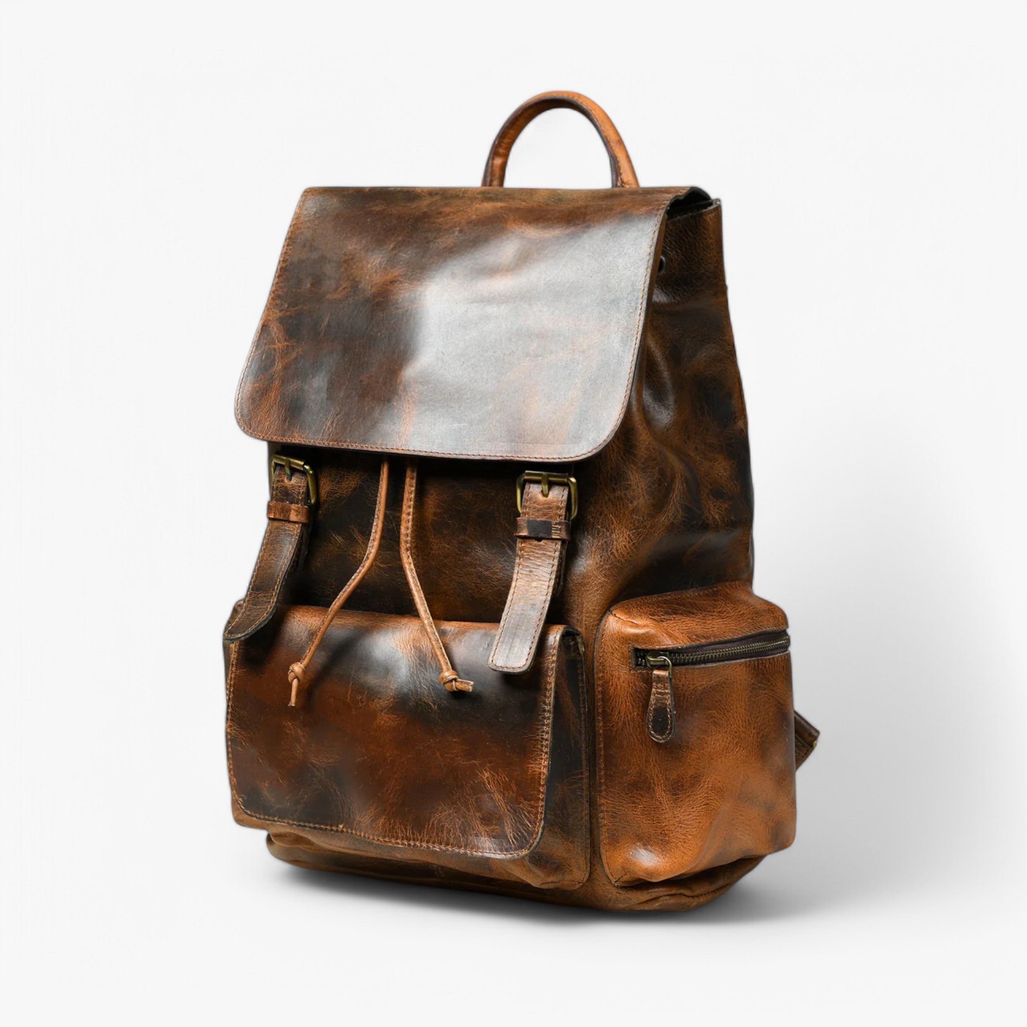 Vortex | Læderrygsæk Brun brændt - - bags - {{ product_tags }