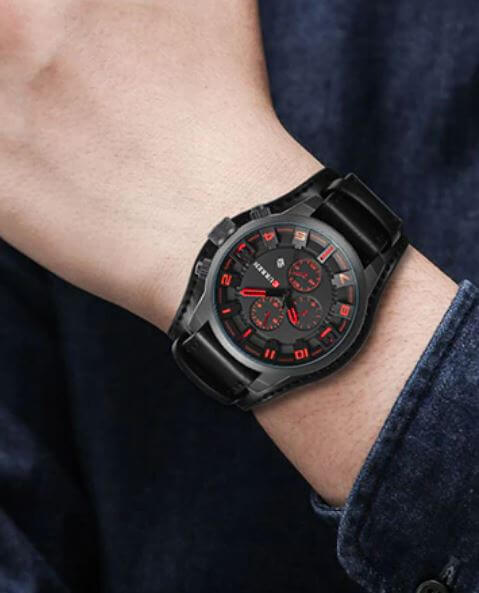 Kronograf-ur i læder til mænd - - watches - {{ product_tags }
