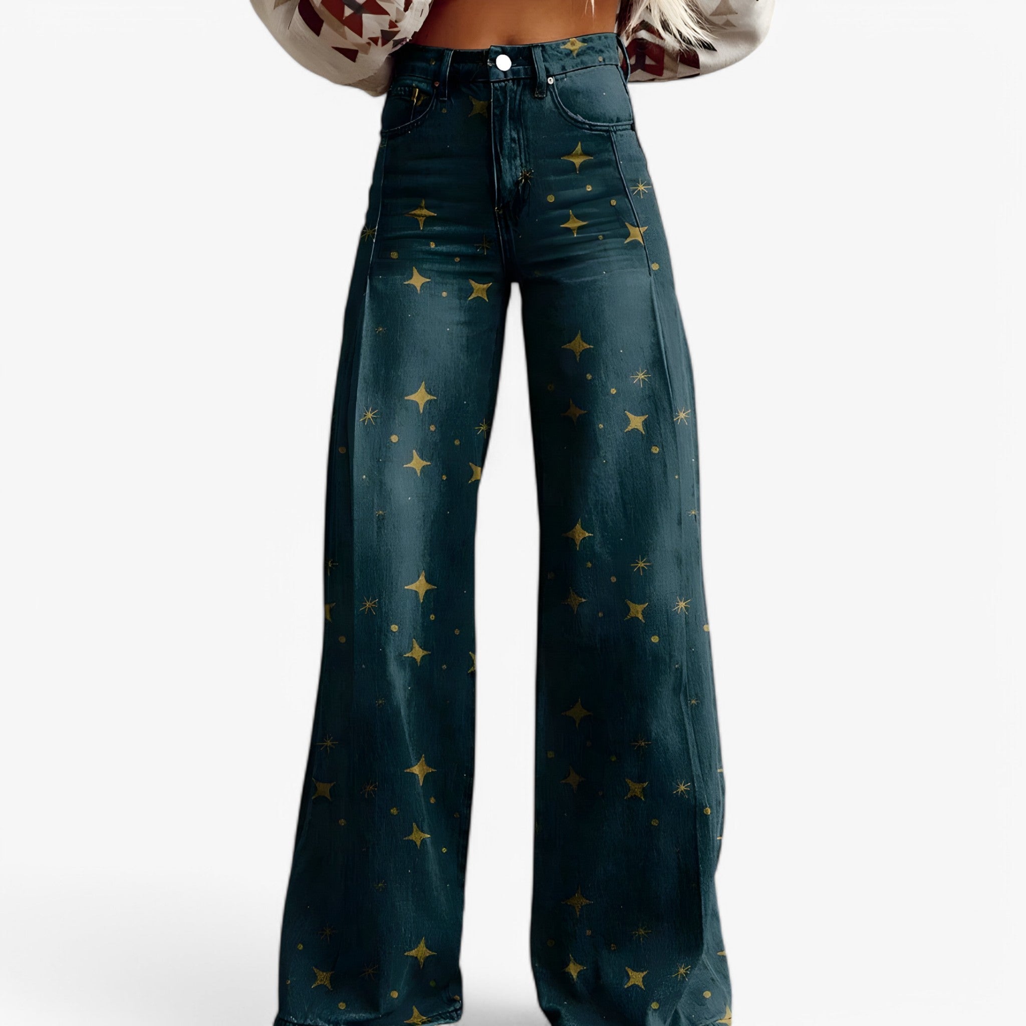 Clare | Bukser med bred ben - Afslappet og moderne - Stjernelys - women's fashion - {{ product_tags }
