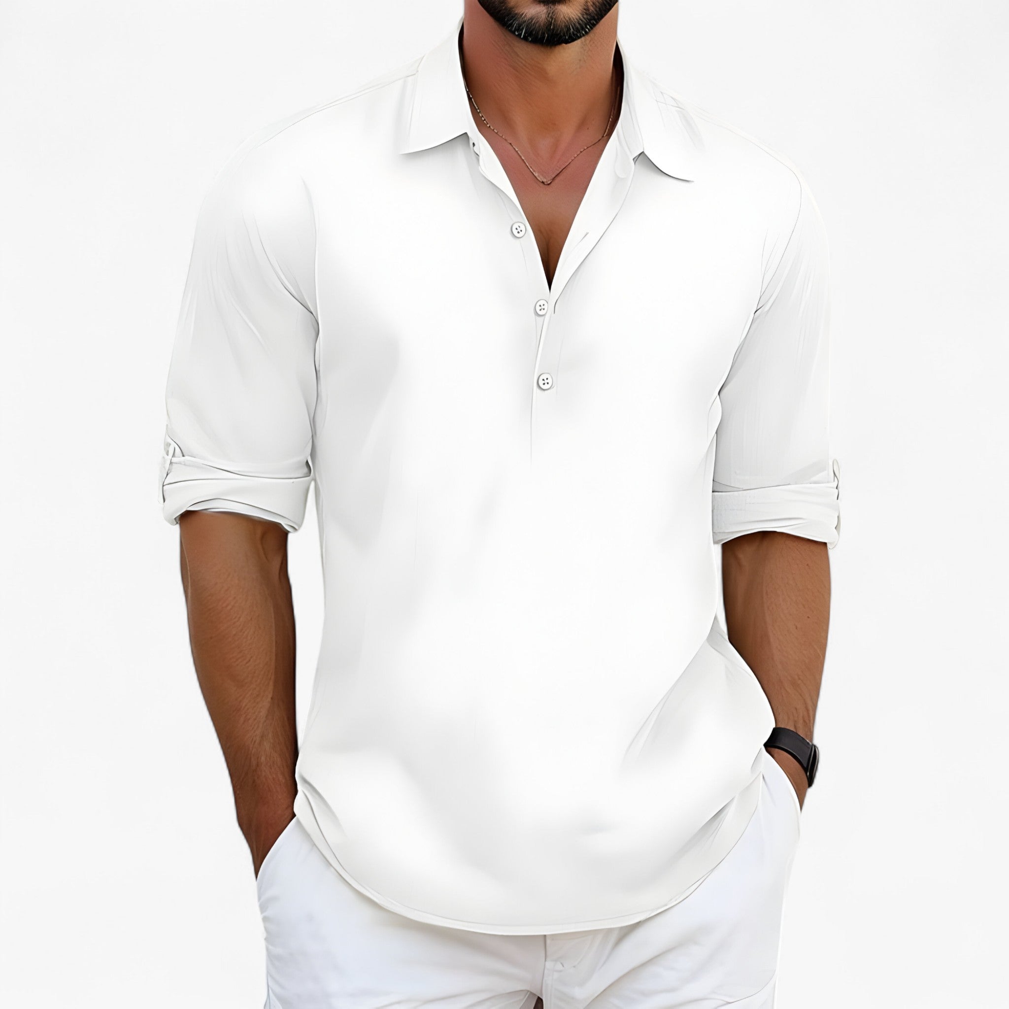Luca | Let Sommerskjorte – Åndbar Komfort i Solen - Hvid - men's fashion - {{ product_tags }