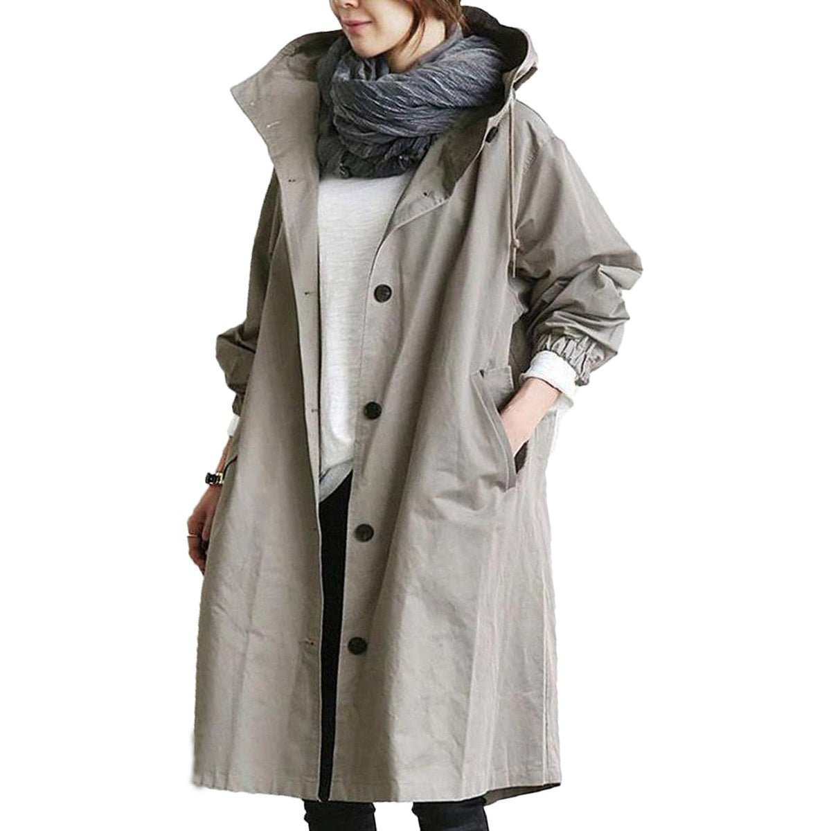 Vandtæt dame-trenchcoat med lang pasform