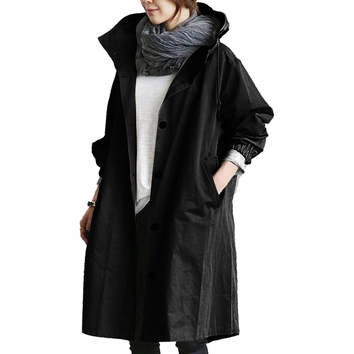 Vandtæt dame-trenchcoat med lang pasform
