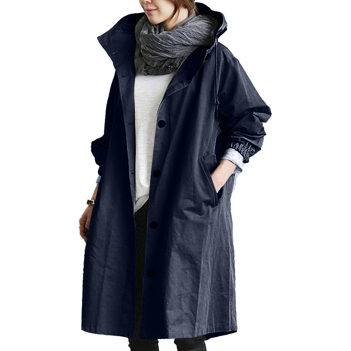 Vandtæt dame-trenchcoat med lang pasform