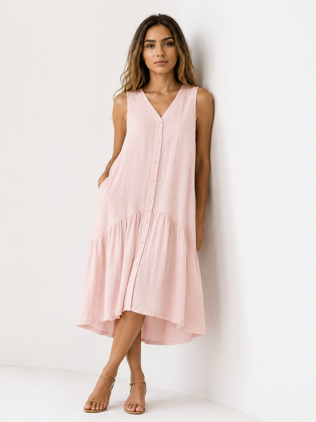 Royce | Fließendes ärmelloses Strandkleid