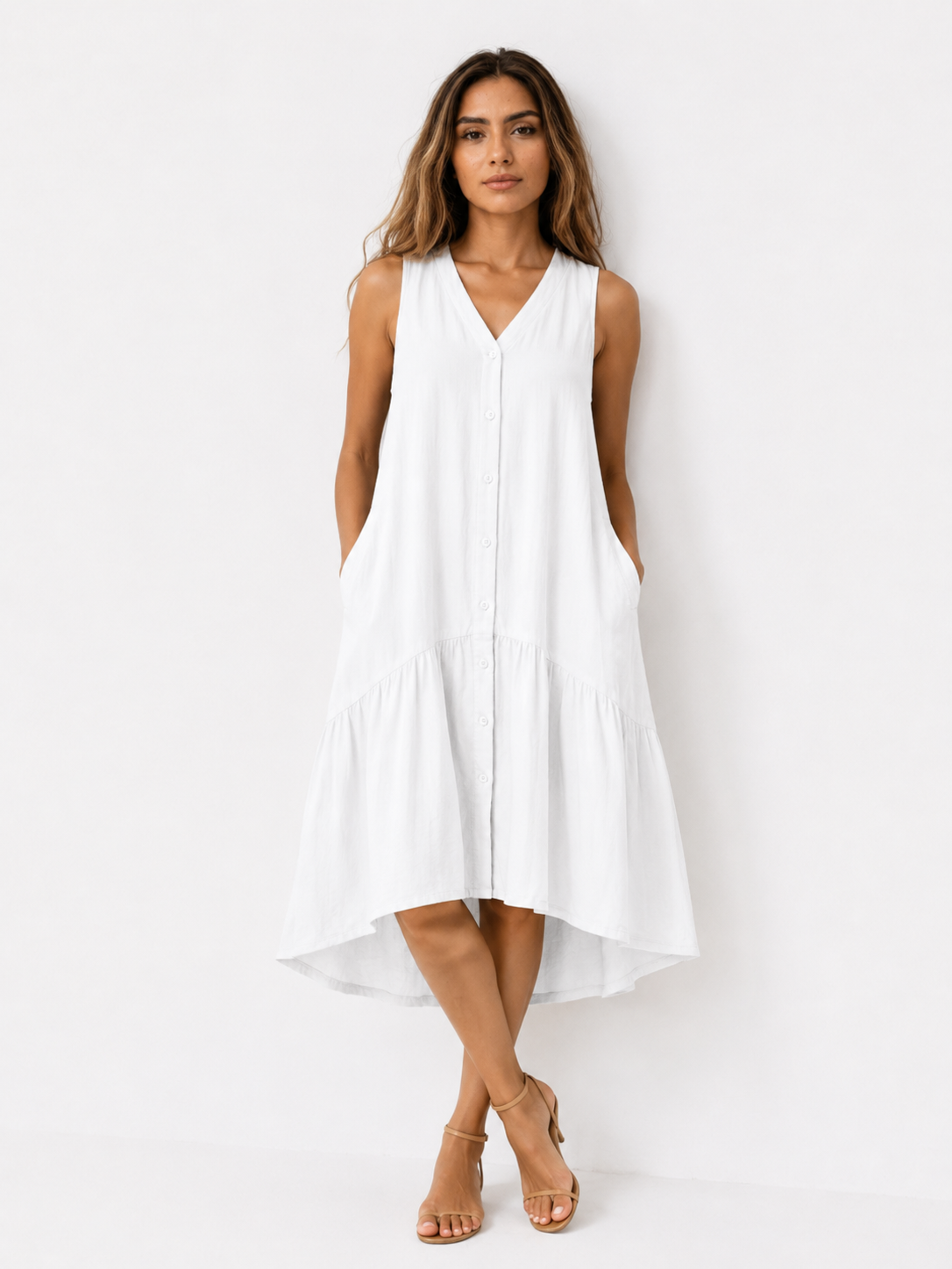 Royce | Fließendes ärmelloses Strandkleid
