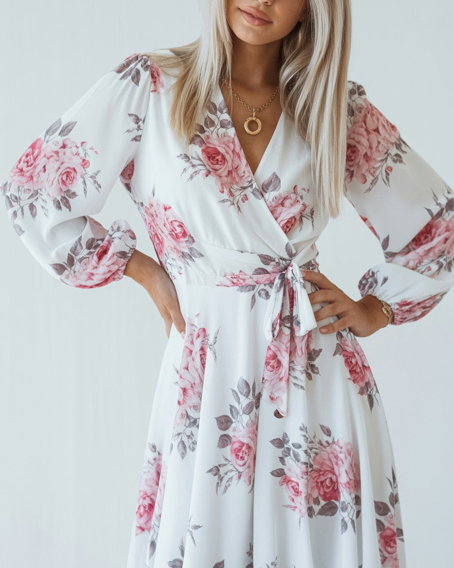 Agnes | Maxikjole med blomsterprint til kvinder - - Maxi Kjoler - {{ product_tags }