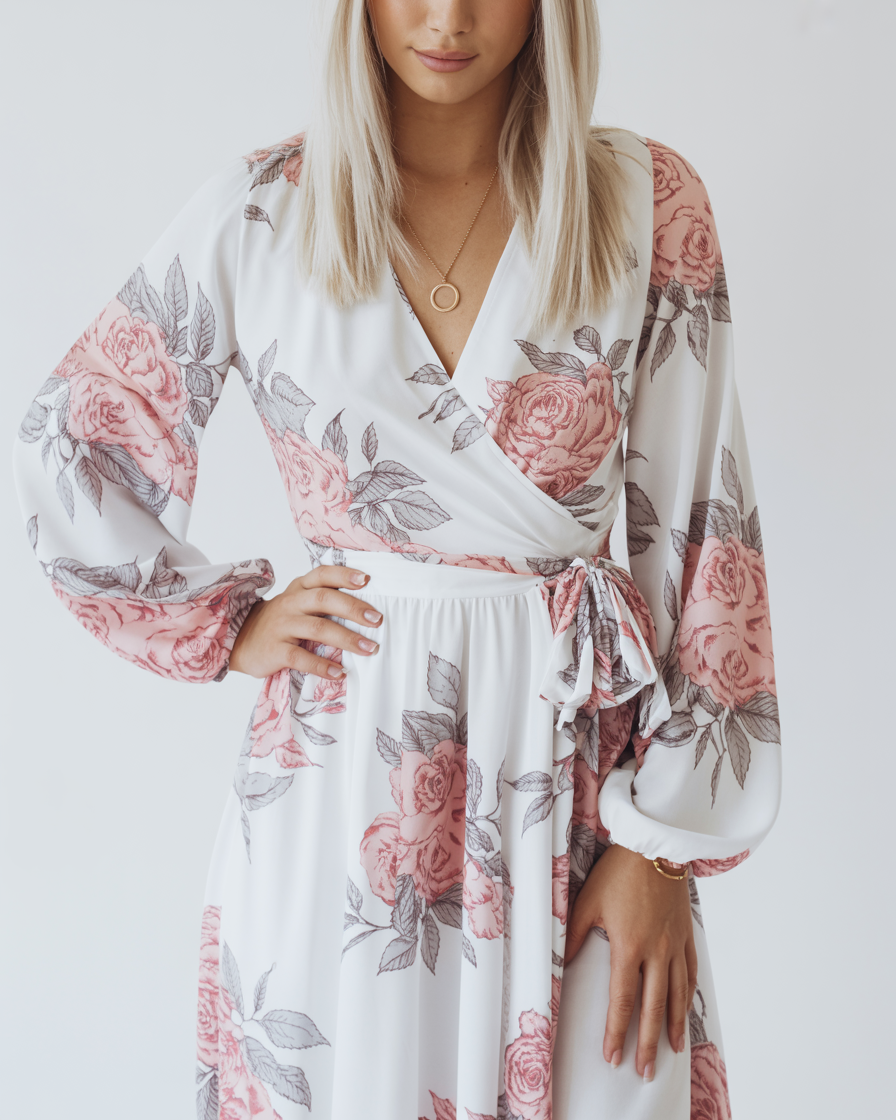 Agnes | Maxikjole med blomsterprint til kvinder - - Maxi Kjoler - {{ product_tags }