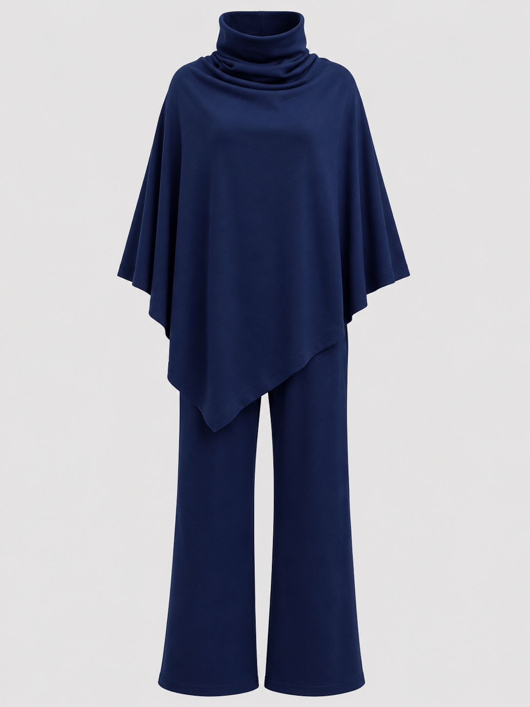 Diana | Alyris Kvinder's Two-Piece Poncho Sæt – Cowl Neck Top & Straight-Leg Bukser
