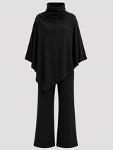 Diana | Alyris women's two-piece poncho set – cowl neck top & straight-leg pants