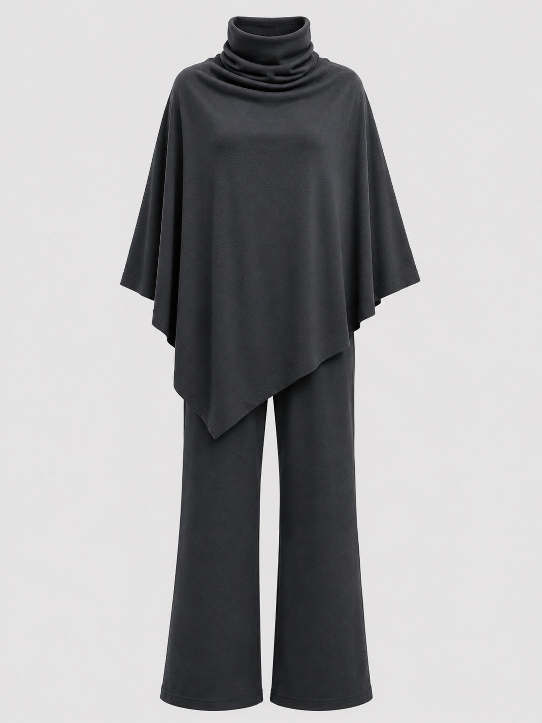 Diana | Alyris Kvinder's Two-Piece Poncho Sæt – Cowl Neck Top & Straight-Leg Bukser