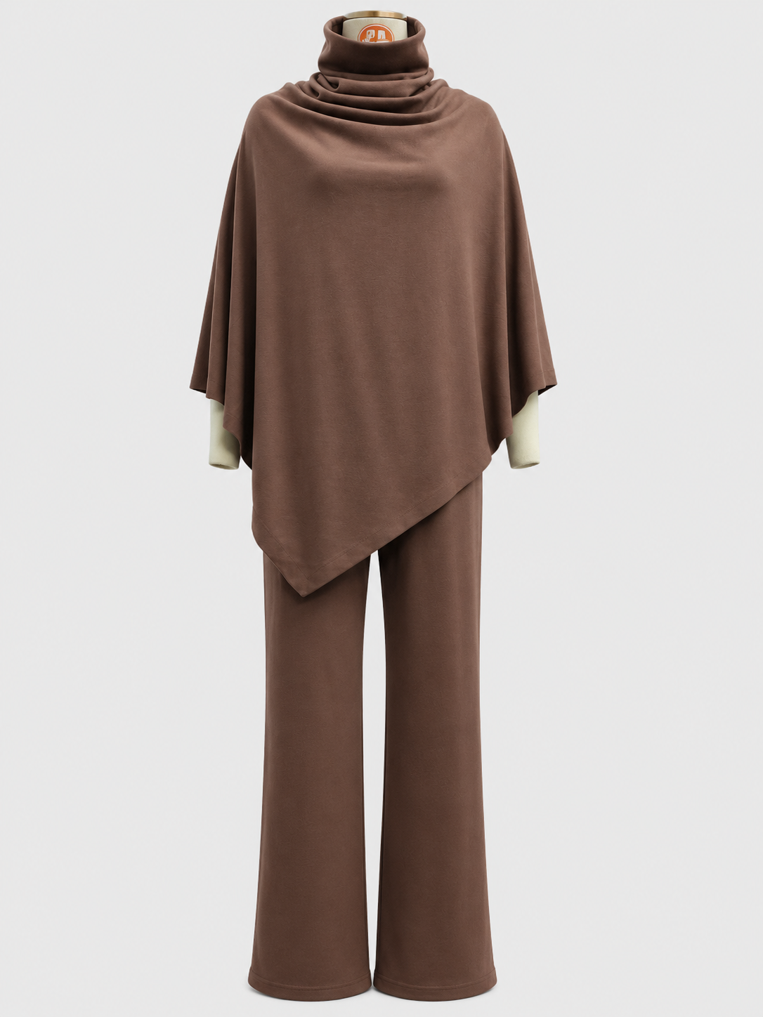 Diana | Alyris Kvinder's Two-Piece Poncho Sæt – Cowl Neck Top & Straight-Leg Bukser