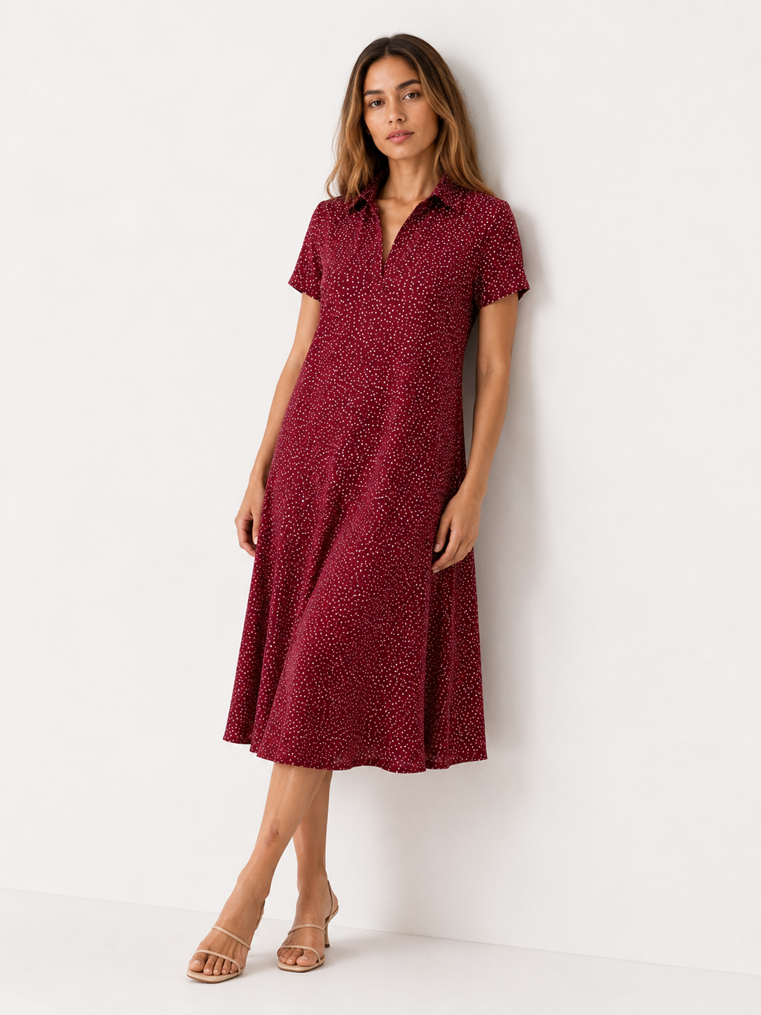 Ava | Hverdagskomfortabel Kjole - Rød - Dress - {{ product_tags }