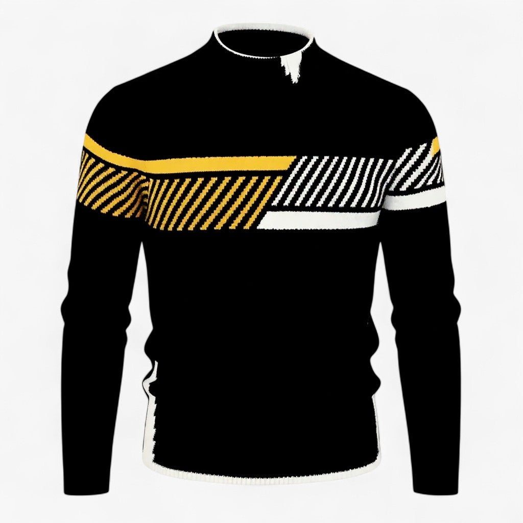 Nikolai | Moderne Sweatshirt med Geometrisk Mønster - Sort Geometrisk - Sweatshirts - {{ product_tags }