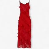 Grace | Long dress with thin straps and layered ruffle