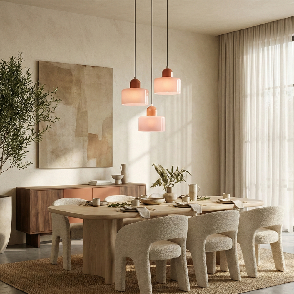 Bauhaus Farvet Glas Pendellampe - Justerbar Højde - - Home Decor - {{ product_tags }