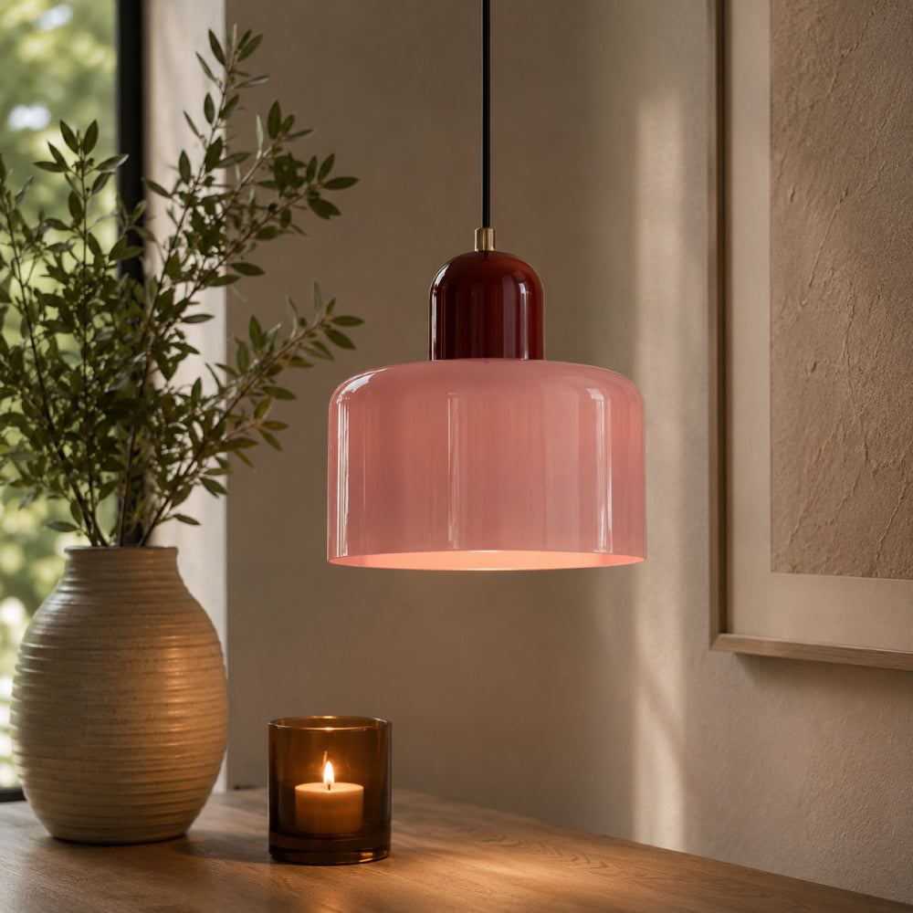 Bauhaus Farvet Glas Pendellampe - Justerbar Højde - - Home Decor - {{ product_tags }