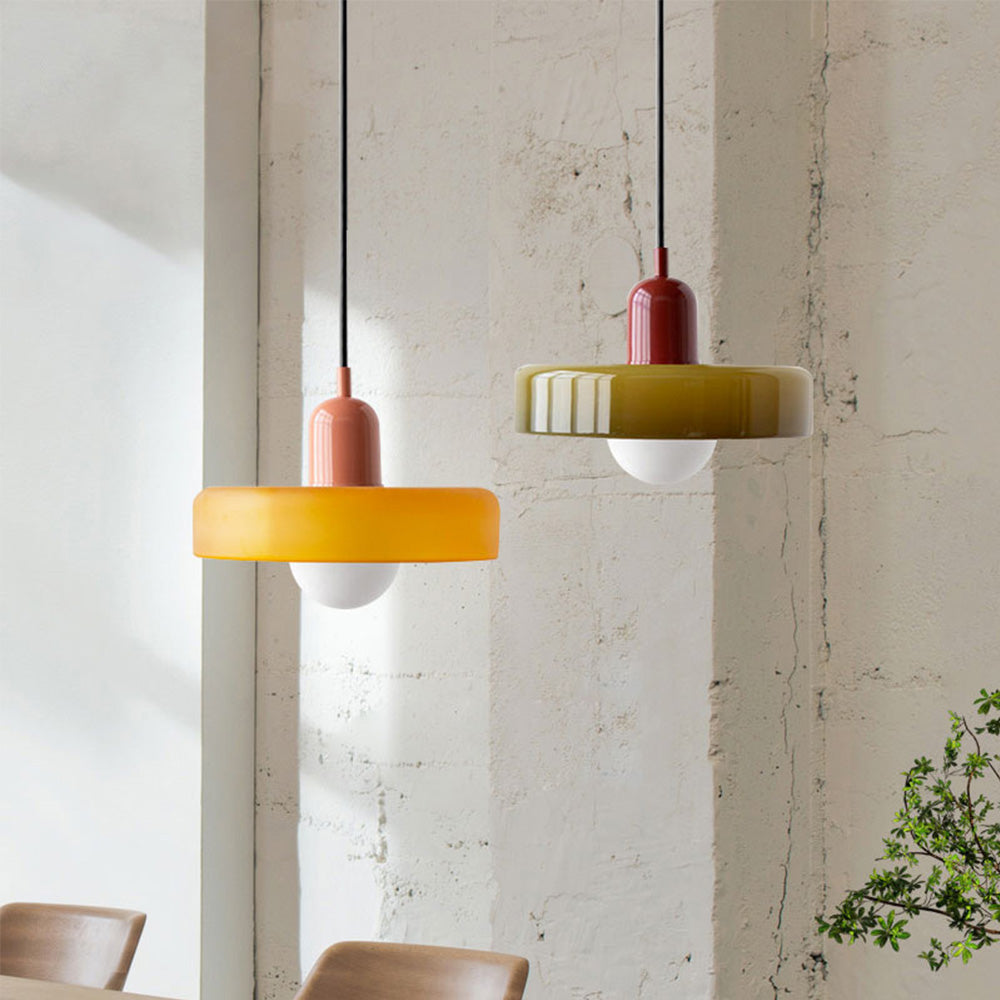 Bauhaus-Stil Glaspendel med Ringskærm