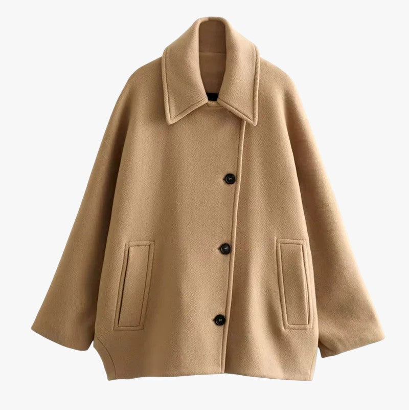 Livia | Dame Oversize Uld Frakke til Vinter - Brun-beige - Damefrakker og jakker - {{ product_tags }