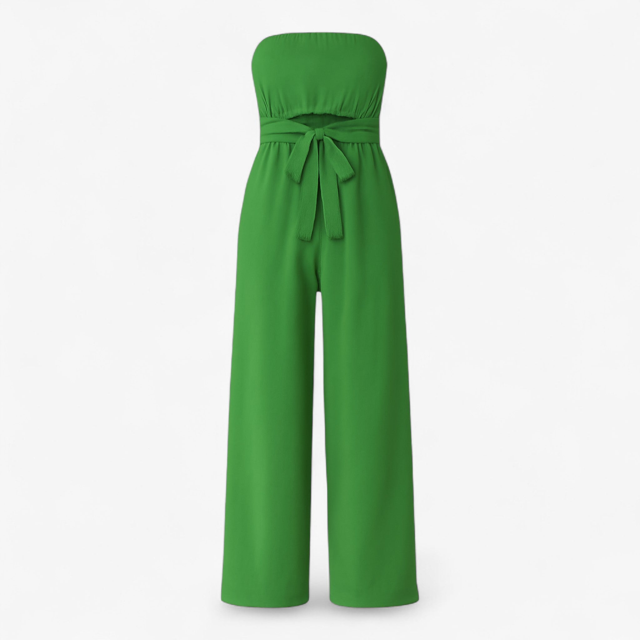 Bella | Sommerdragt uden stropper med brede ben - Olivengrøn - Bella | Sommerdragt uden stropper med brede ben - €25 - {{ product_tags }