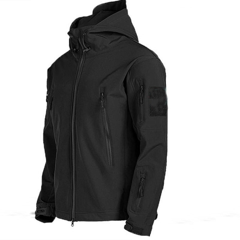 Herre Outdoor Sæt - Vatteret Vinterjakke med Hætte og Cargobukser - Vatteret Jakke Sort - Kleding en accessoires > Kleding > Kledingsets - {{ product_tags }