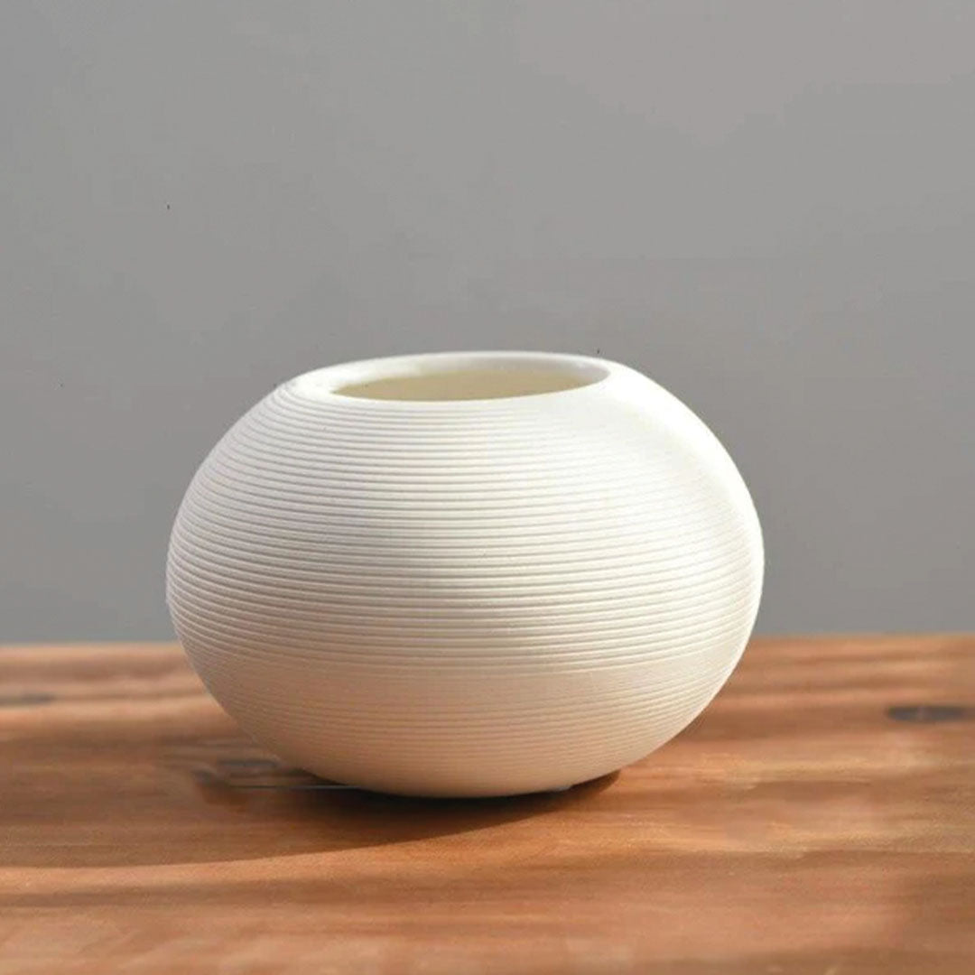 Handlavede keramikvaser | Elegante indretningsdetaljer - Stor rund vase - house & garden - {{ product_tags }