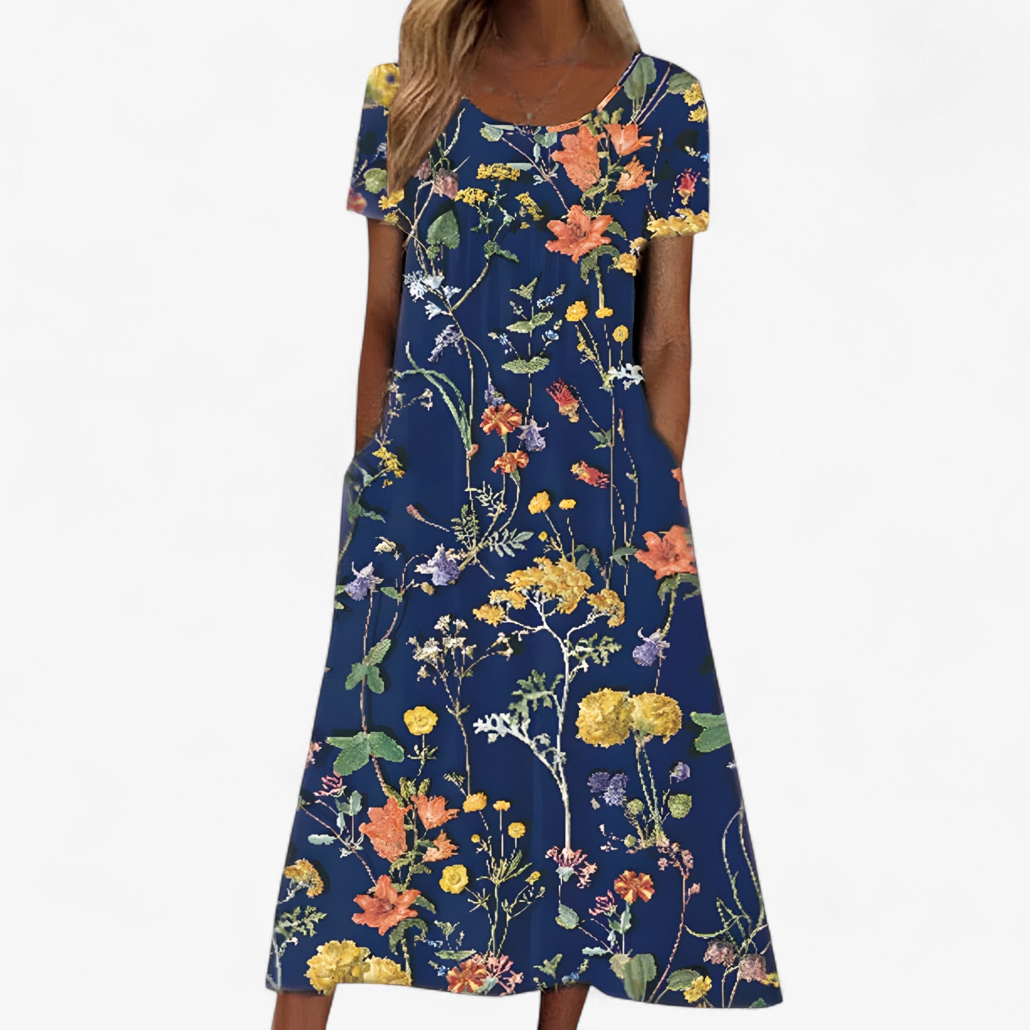 Isay | Boho blomsterkjole med badedragt - Mørkeblå - women's fashion - {{ product_tags }
