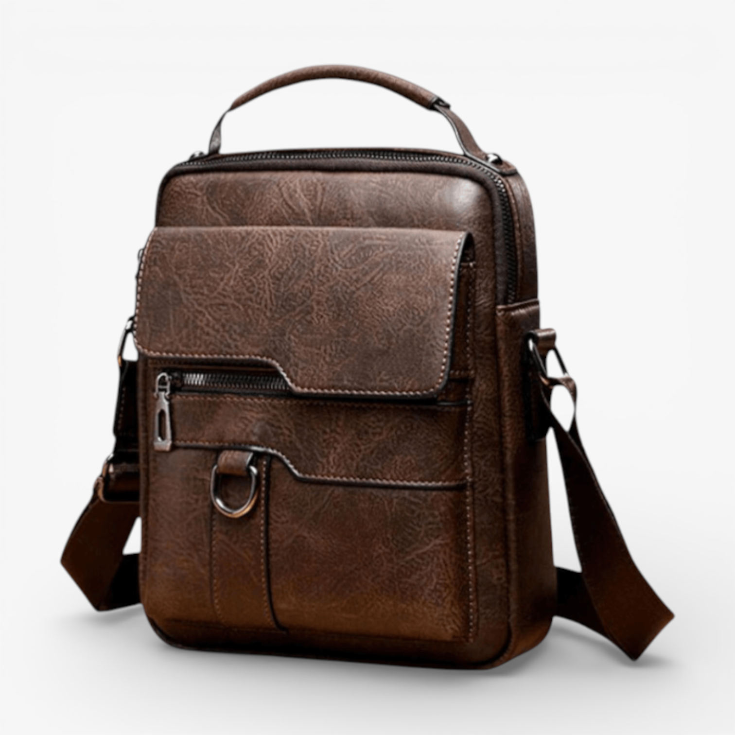 Ane | Mand Luxury Strap Taske i True Black Læder - Elegant og funktionel - - Borse - {{ product_tags }