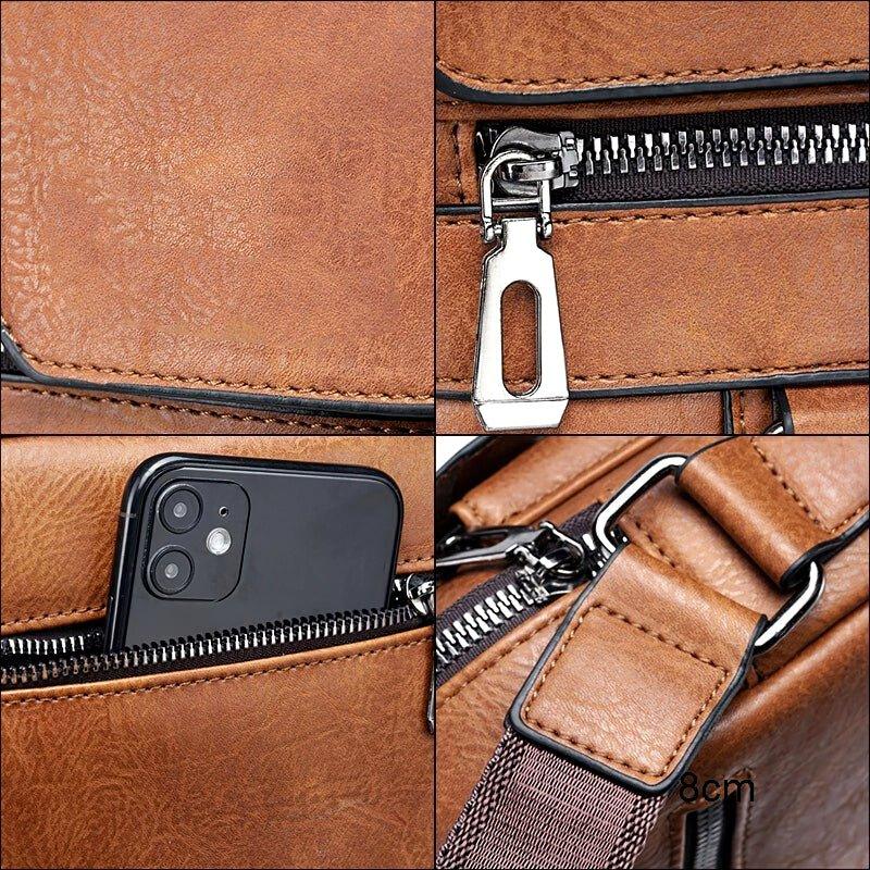Ane | Mand Luxury Strap Taske i True Black Læder - Elegant og funktionel - - Borse - {{ product_tags }