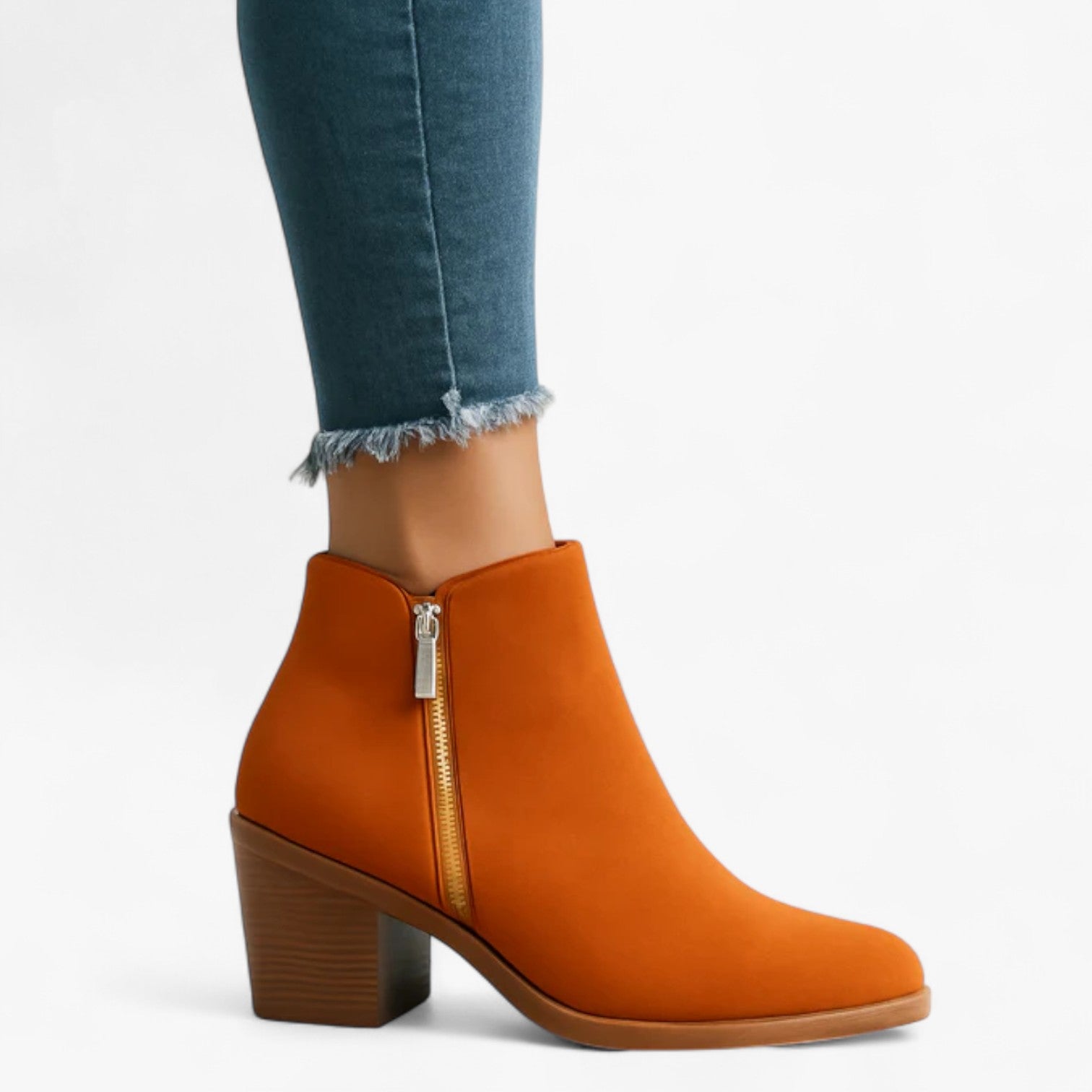 Bridget | Dame Ankelstøvler med Hæl i Ruskind - - Kvinders Støvler - {{ product_tags }