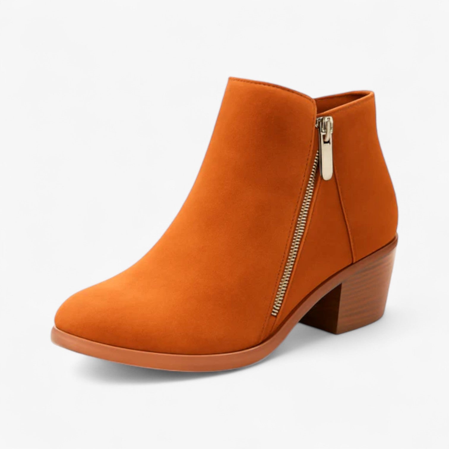 Bridget | Dame Ankelstøvler med Hæl i Ruskind - Orange - Kvinders Støvler - {{ product_tags }