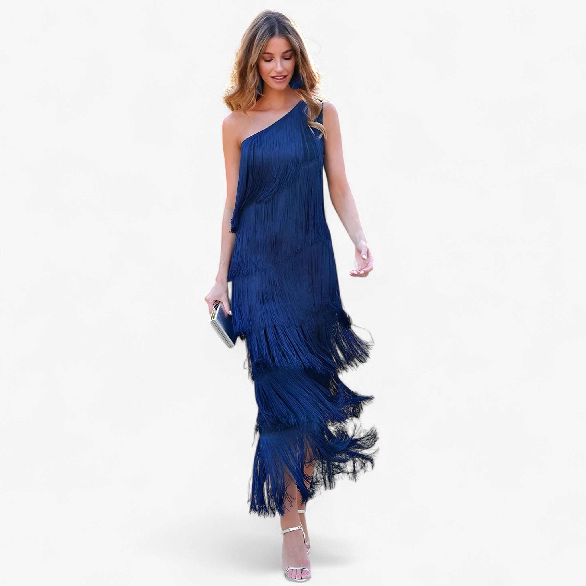 Liana | Elegant Kjole med Frynser – Bevægelse, der fanger ved hvert skridt - Blå - women's fashion - {{ product_tags }