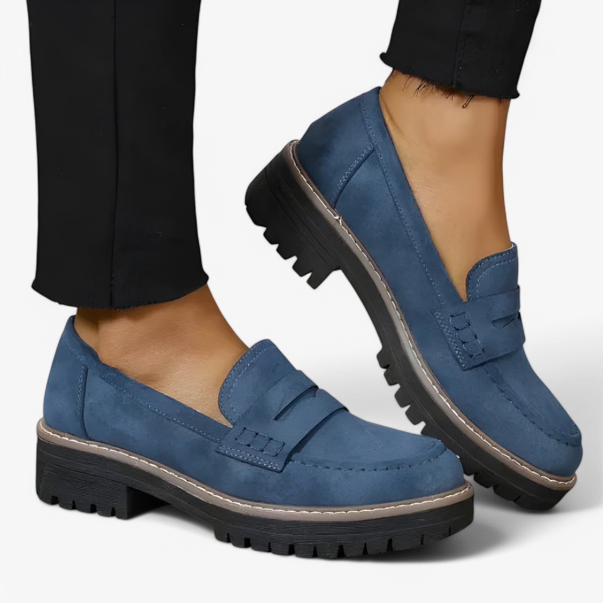 Flavia | Tykkede Mokkasiner til Kvinder - Blå - Flavia | Tykkede Mokkasiner til Kvinder - €25 - {{ product_tags }
