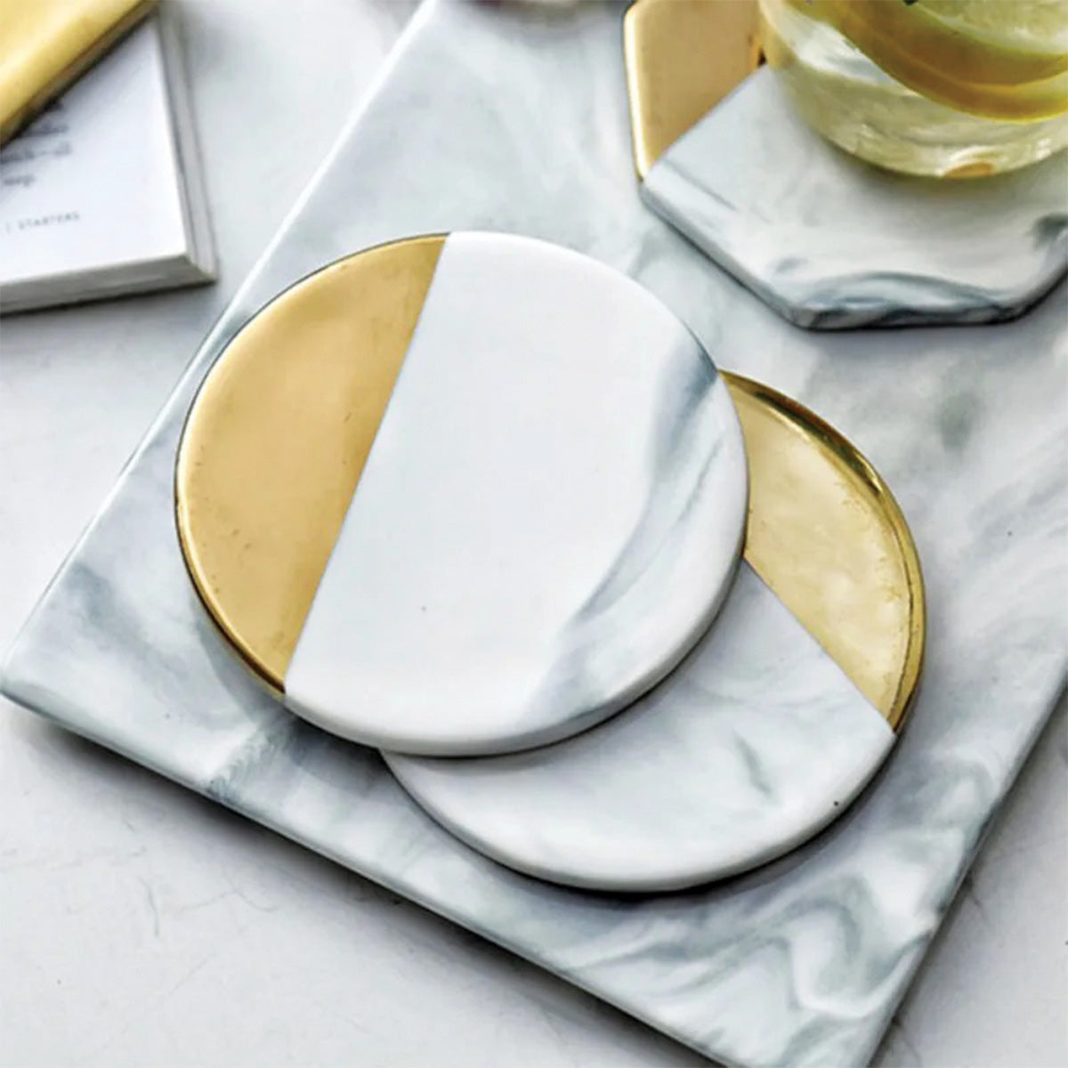 Underlægsæt i elfenbensfarvet marmor | Elegante og holdbare underlægsætter - - house & garden - {{ product_tags }