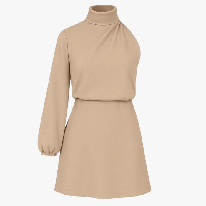 Merzia | Kvinders Elegant Monospalla Kjole - Champagne Beige - Kjoler - {{ product_tags }