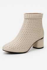 Solea | Elegant summer boots with mid-high heel and perforated design