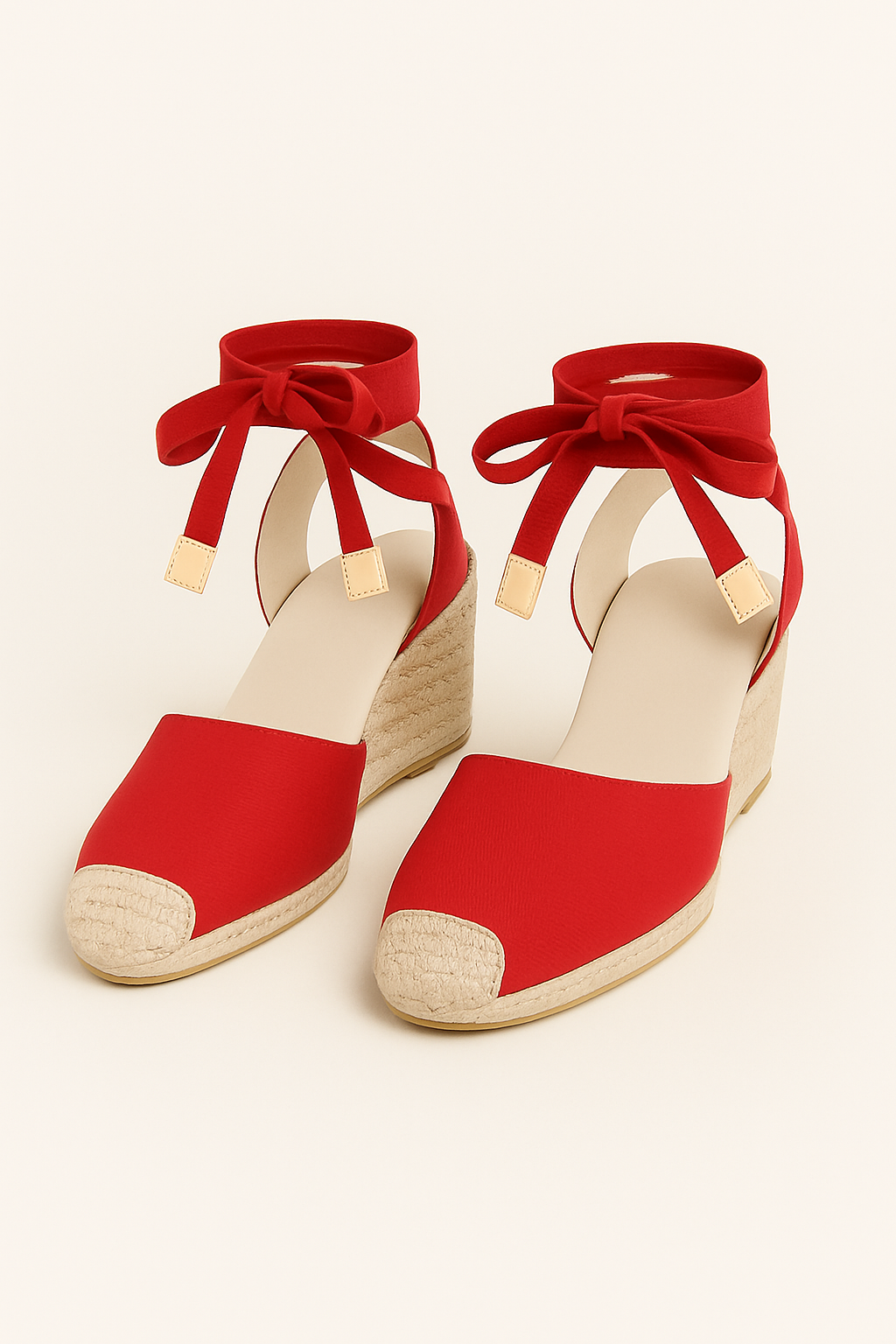 Zoey | Sommerbløde espadrilles med ankellænker - Rød - Zoey | Sommerbløde espadrilles med ankellænker - €25 - {{ product_tags }