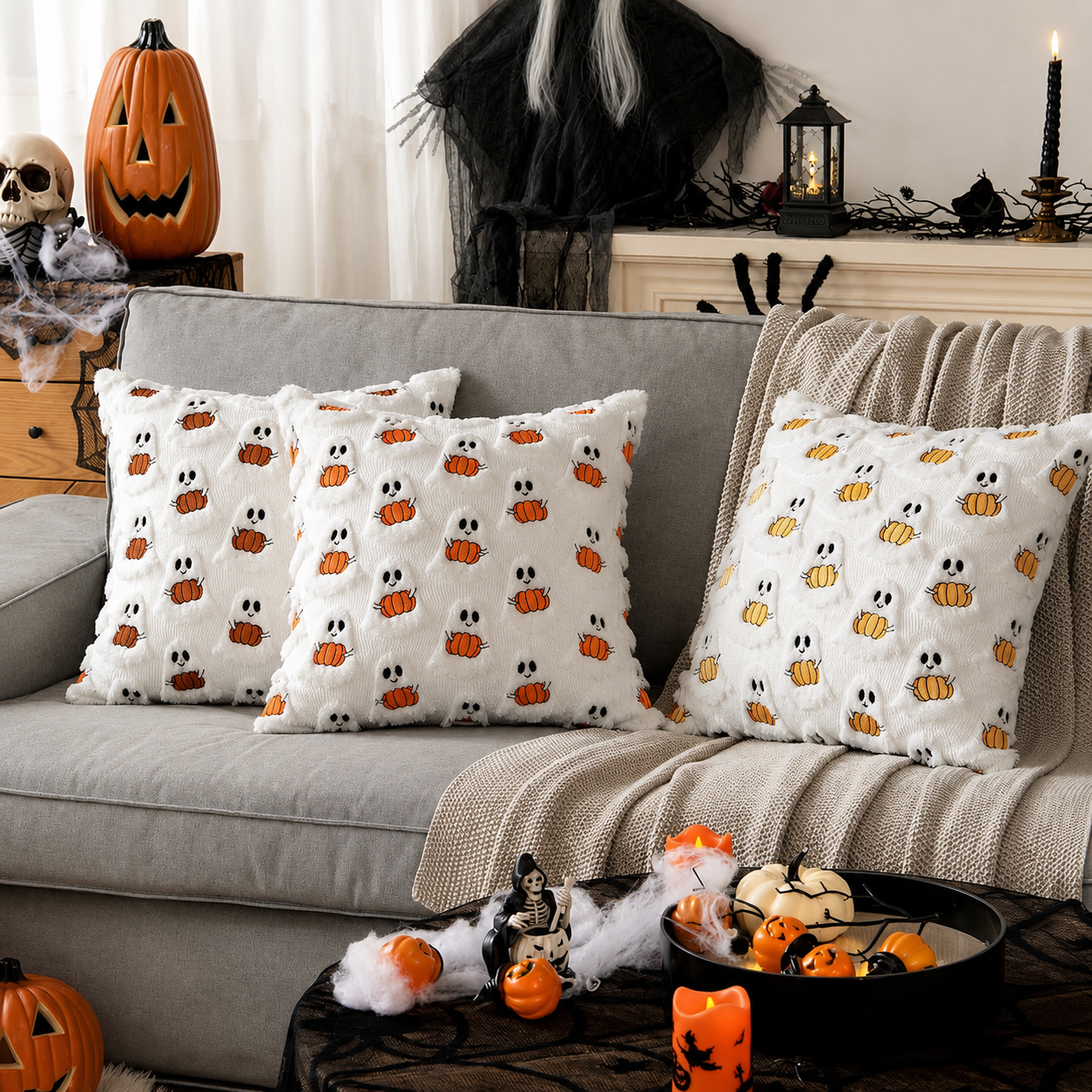 Pudebetræk til Halloween med Spøgelser & Græskar - Tekstureret Stil - - Gifts – Seasonal – Halloween - {{ product_tags }