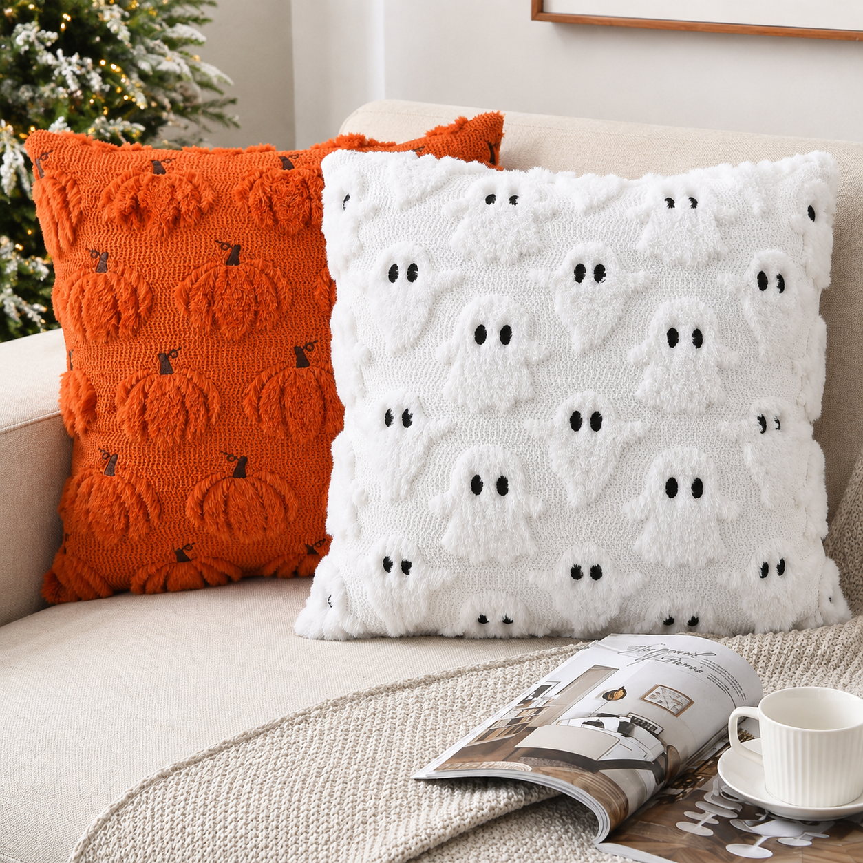 Pudebetræk til Halloween med Spøgelser & Græskar - Tekstureret Stil - - Gifts – Seasonal – Halloween - {{ product_tags }