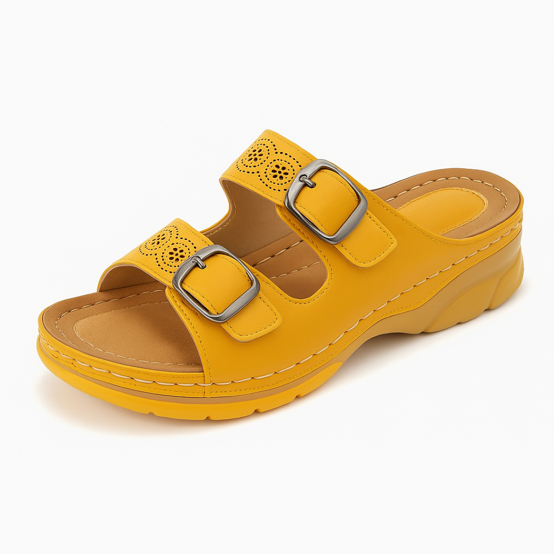 Nancy | Kvinders sandal med støtte – Justerbar og elegant - Gul - Nancy | Kvinders sandal med støtte – Justerbar og elegant - €25 - {{ product_tags }