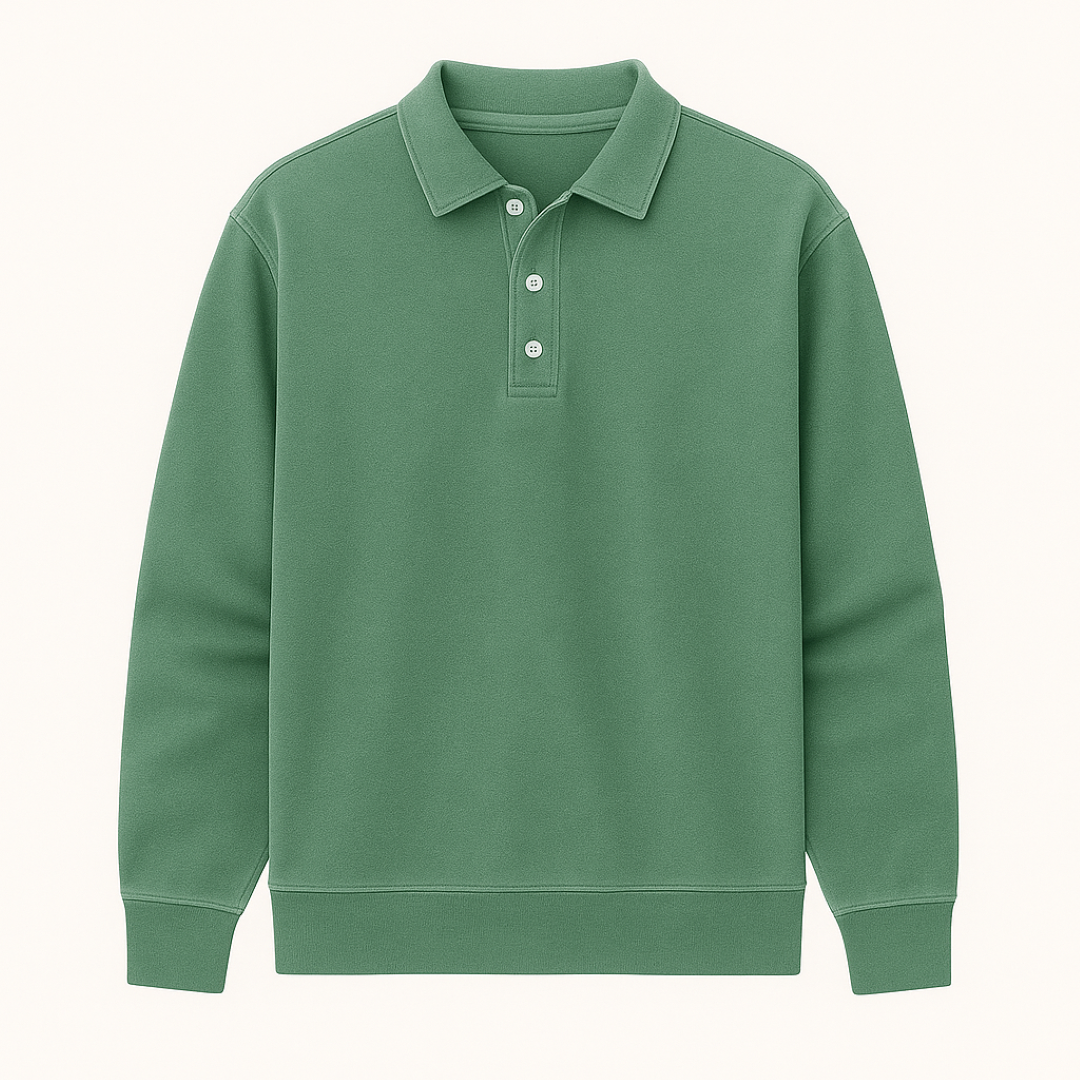 Leonardo | Vintage vaskede langærmede poloshirt - Grøn - men's fashion - {{ product_tags }