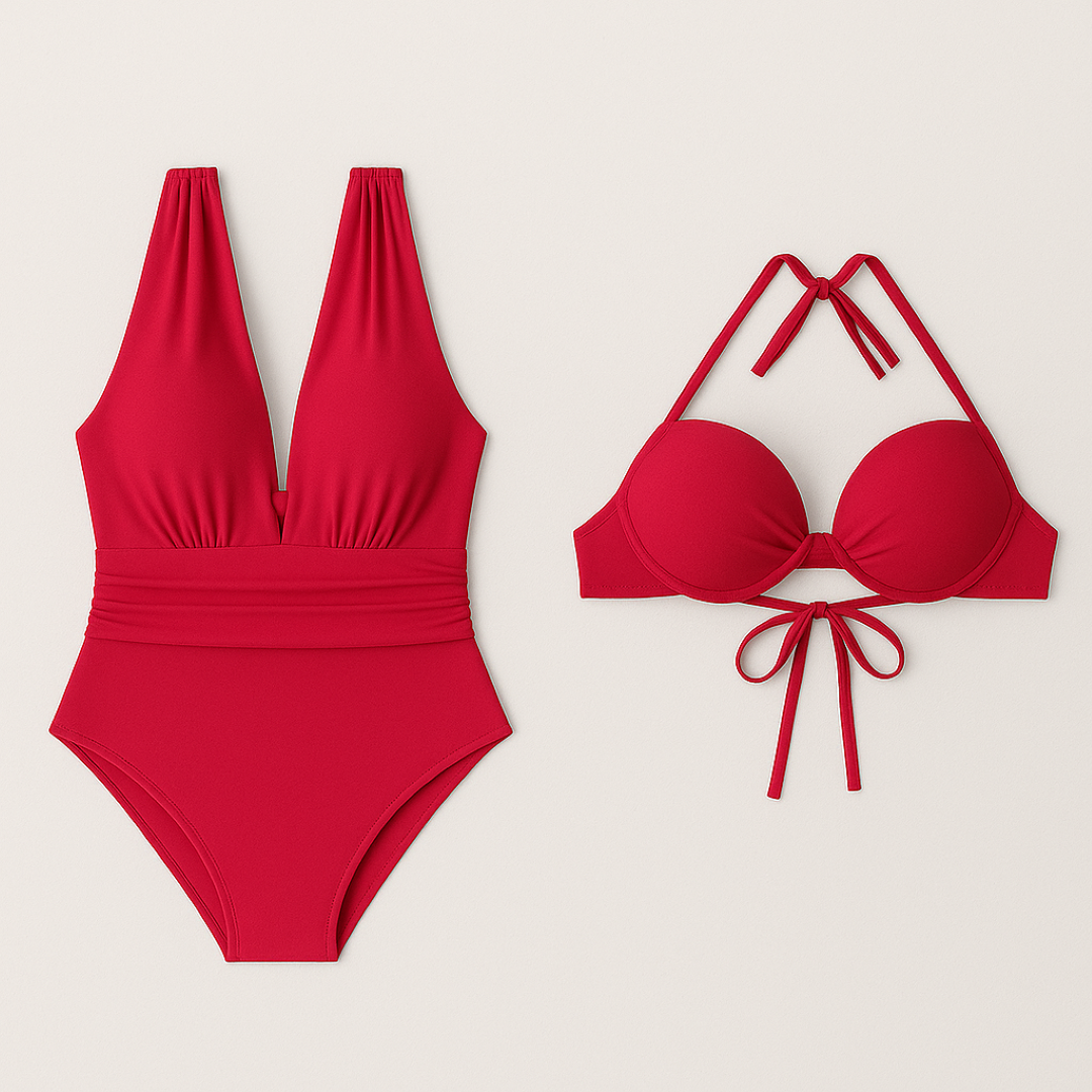 Selena | Elegant hele bikini-sæt - Sculpted fit - Rød - women's fashion - {{ product_tags }