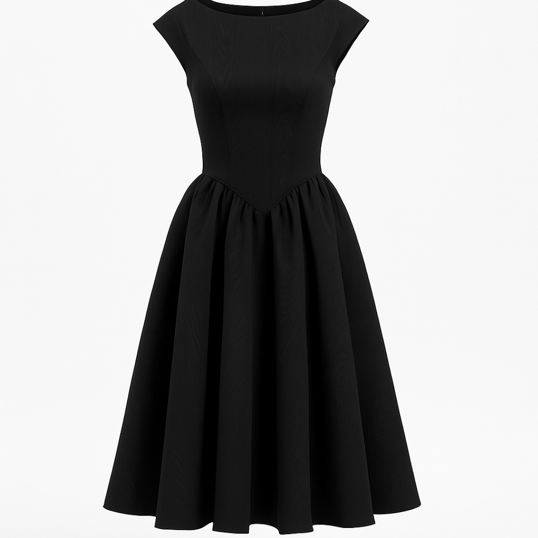 Valentina – Elegant sort midi-kjole med åben ryg - Sort - women's fashion - {{ product_tags }