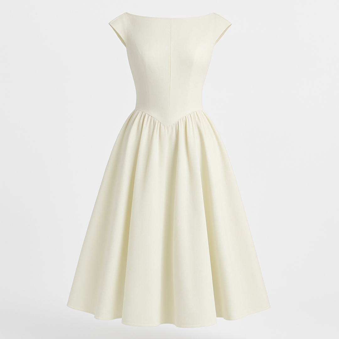 Valentina – Elegant sort midi-kjole med åben ryg - Hvid - women's fashion - {{ product_tags }